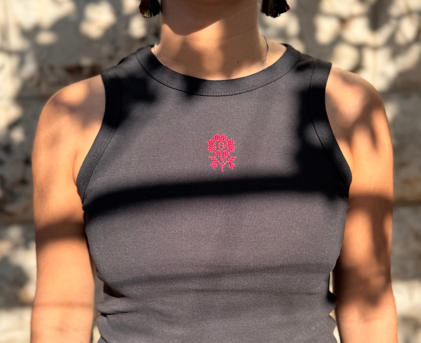 Top with Tatreez pattern