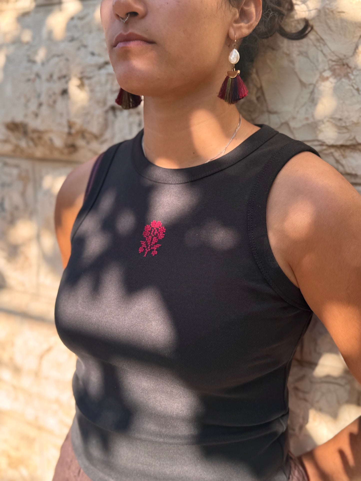 Top with Tatreez pattern