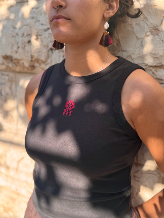 Top with Tatreez pattern