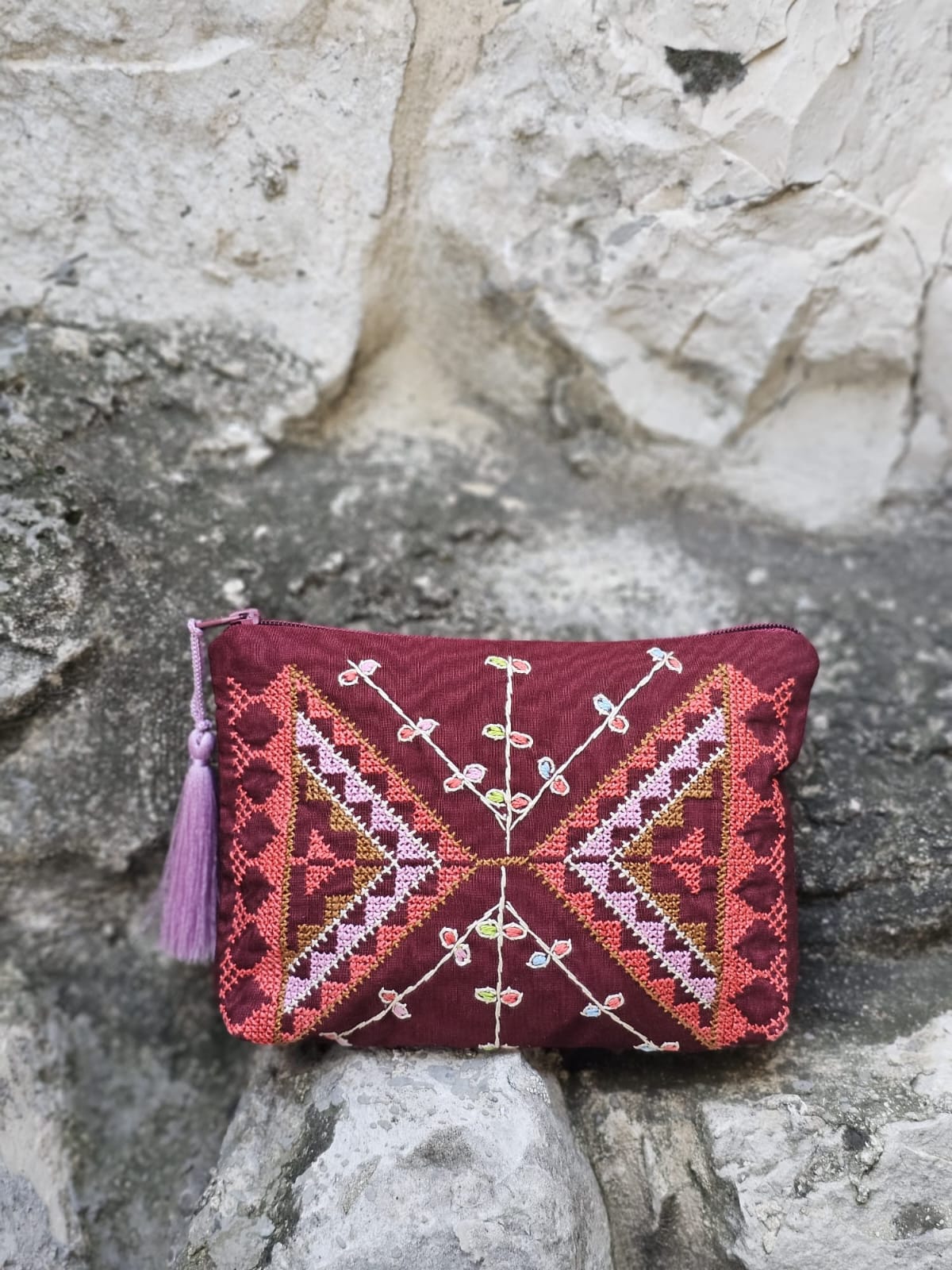 Hand-embroidered Tatreez Pouch