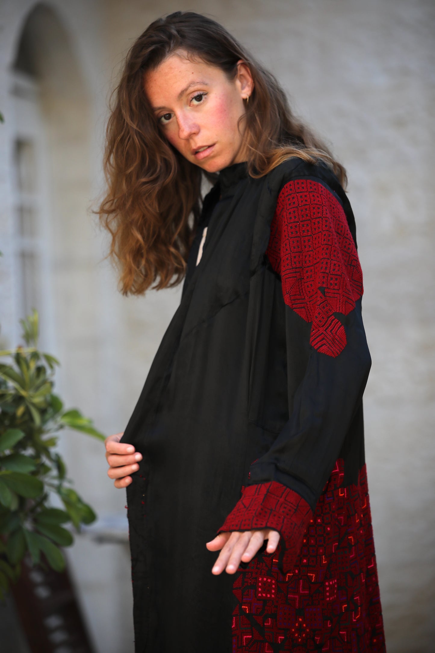 Hand-Embroidered Vintage Robe from Syria