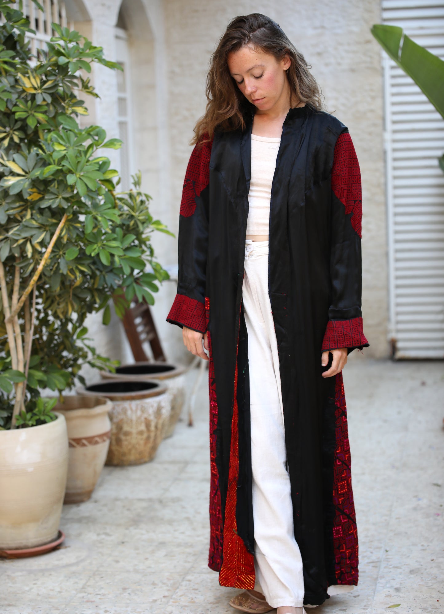 Hand-Embroidered Vintage Robe from Syria