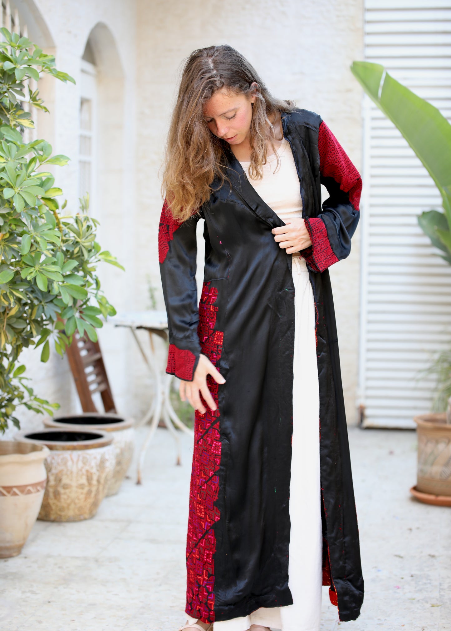 Hand-Embroidered Vintage Robe from Syria