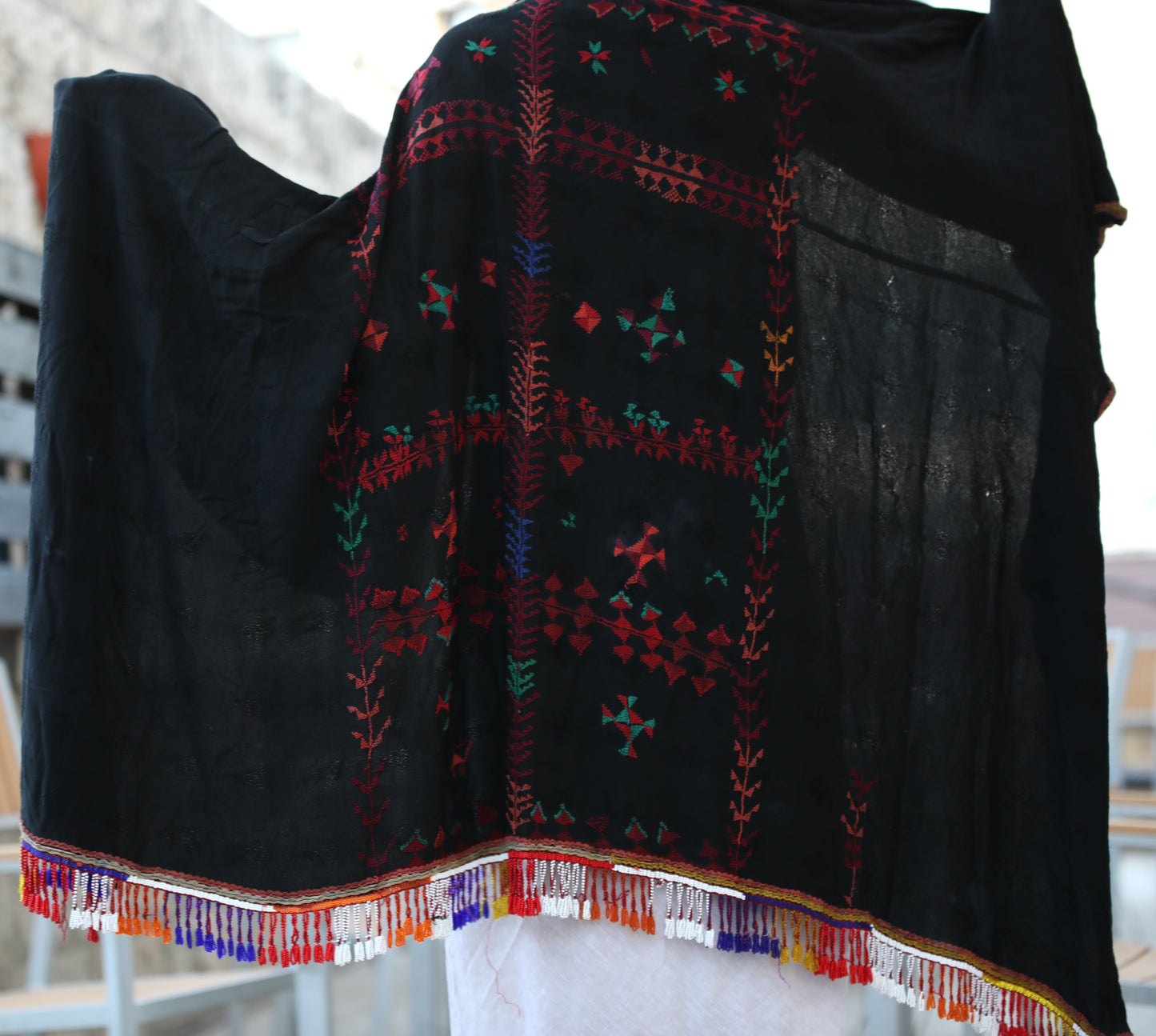 Palestinian Embroidered Bedouin Shawl