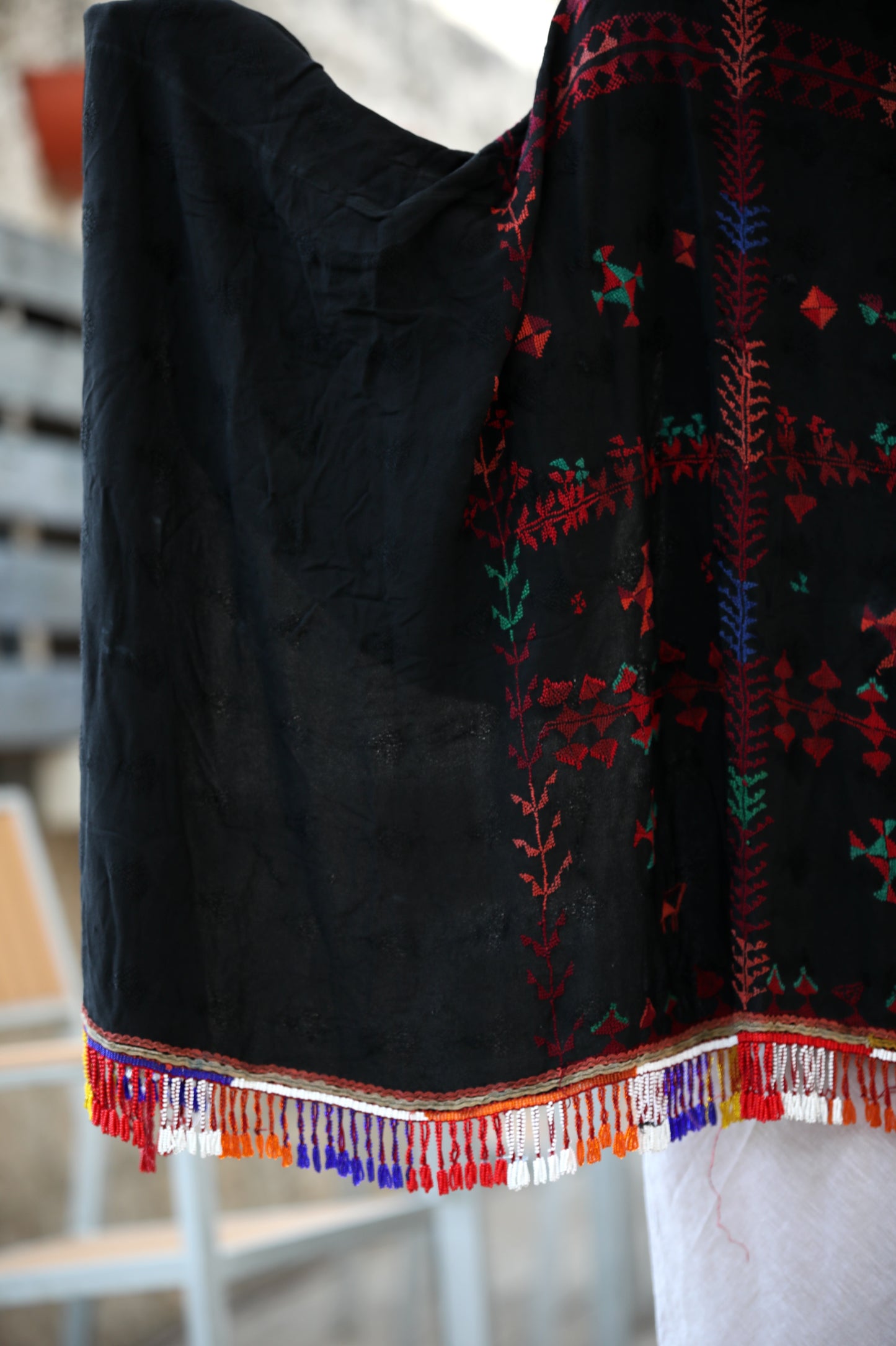 Palestinian Embroidered Bedouin Shawl