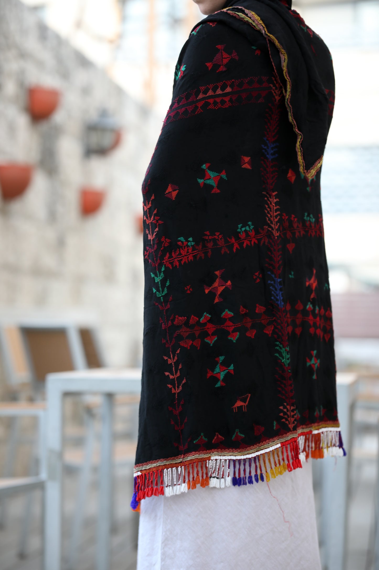 Palestinian Embroidered Bedouin Shawl