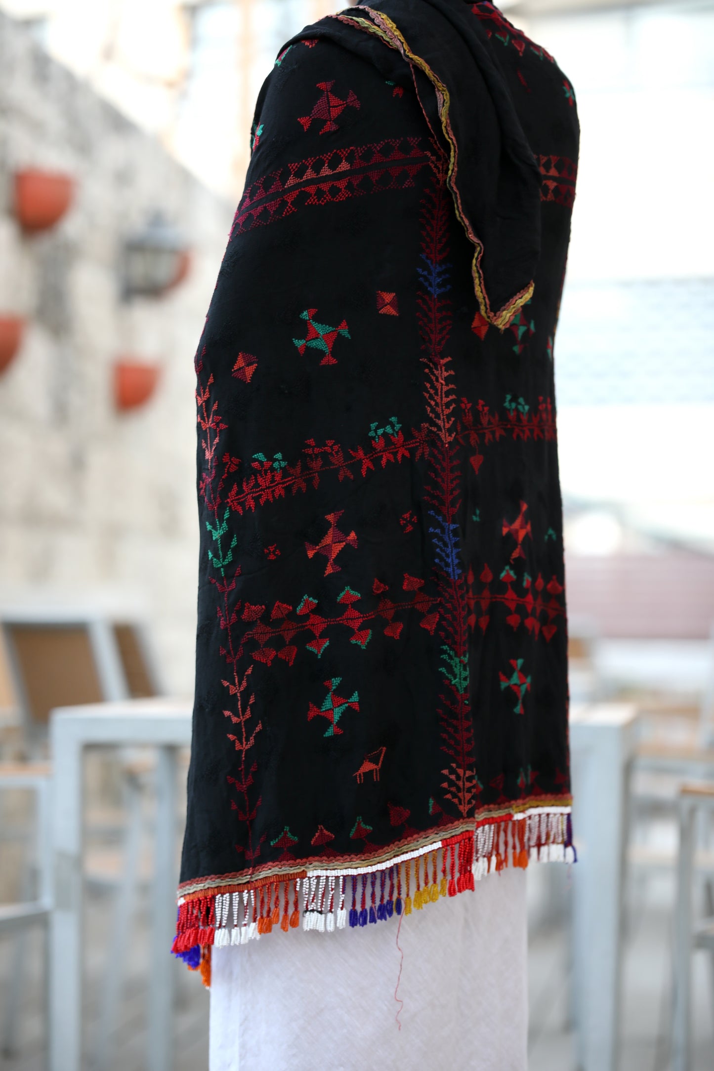 Palestinian Embroidered Bedouin Shawl
