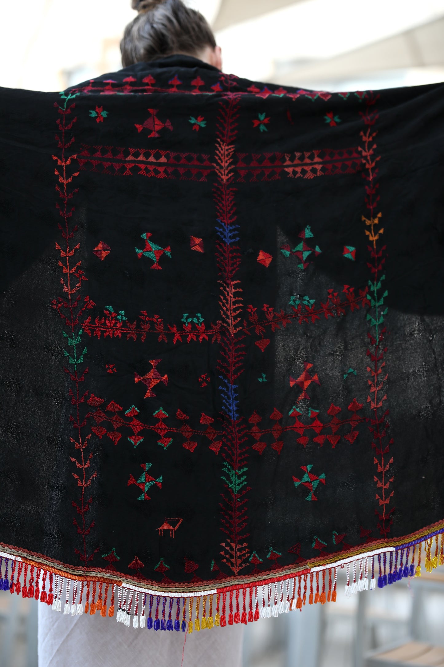 Palestinian Embroidered Bedouin Shawl