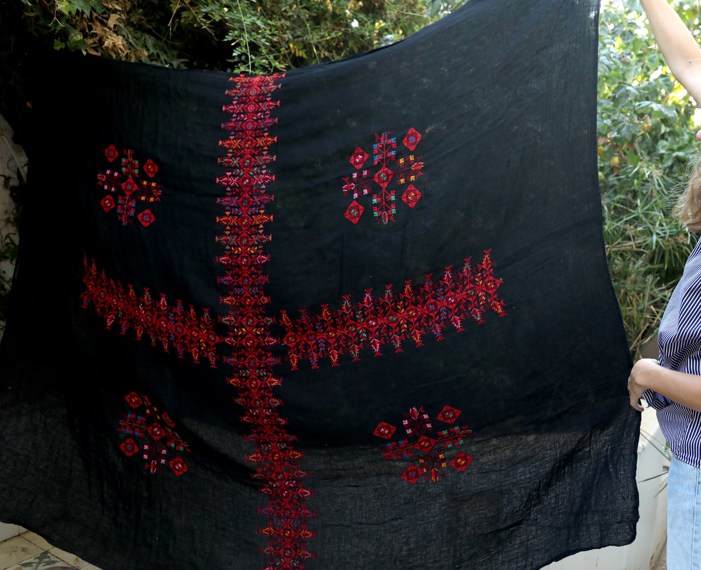 Palestinian Embroidered Shawl from Beer El Sabe'
