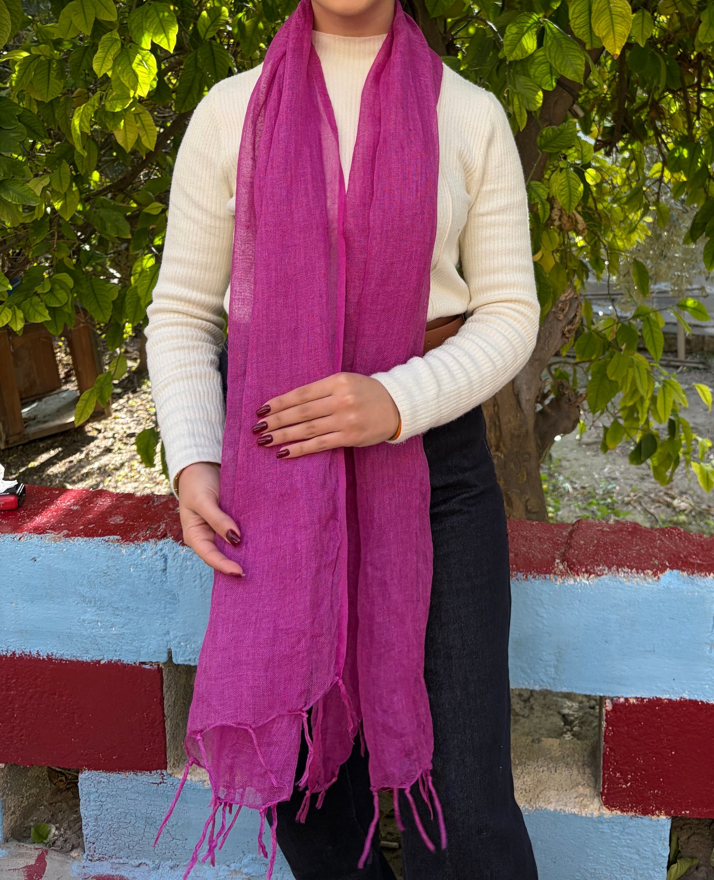 Naturally Dyed Cochineal Scarf