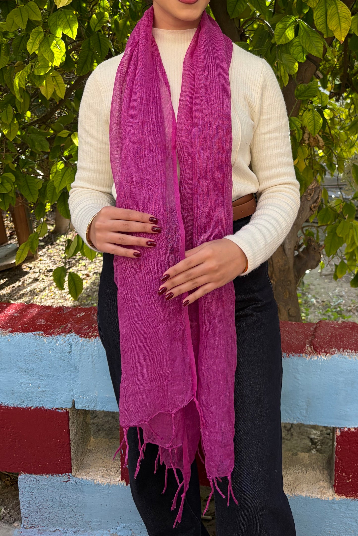 Naturally Dyed Cochineal Scarf