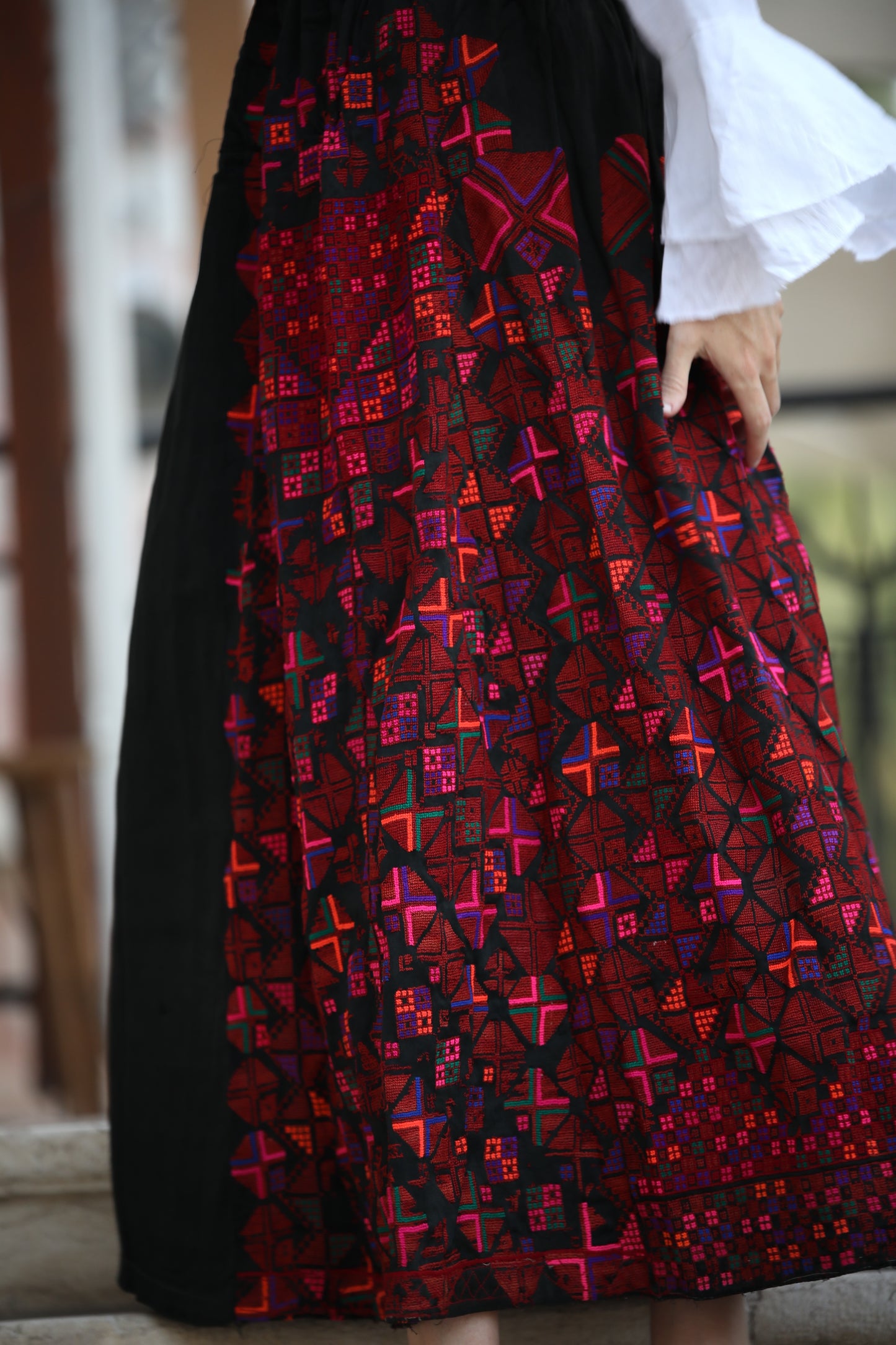 Hand-Embroidered Syrian Skirt