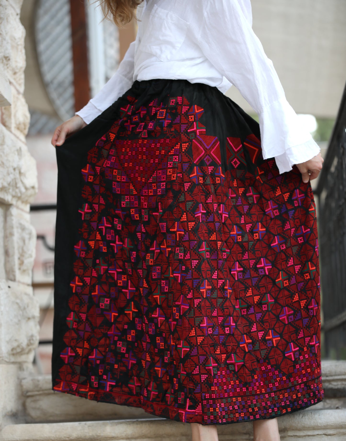 Hand-Embroidered Syrian Skirt