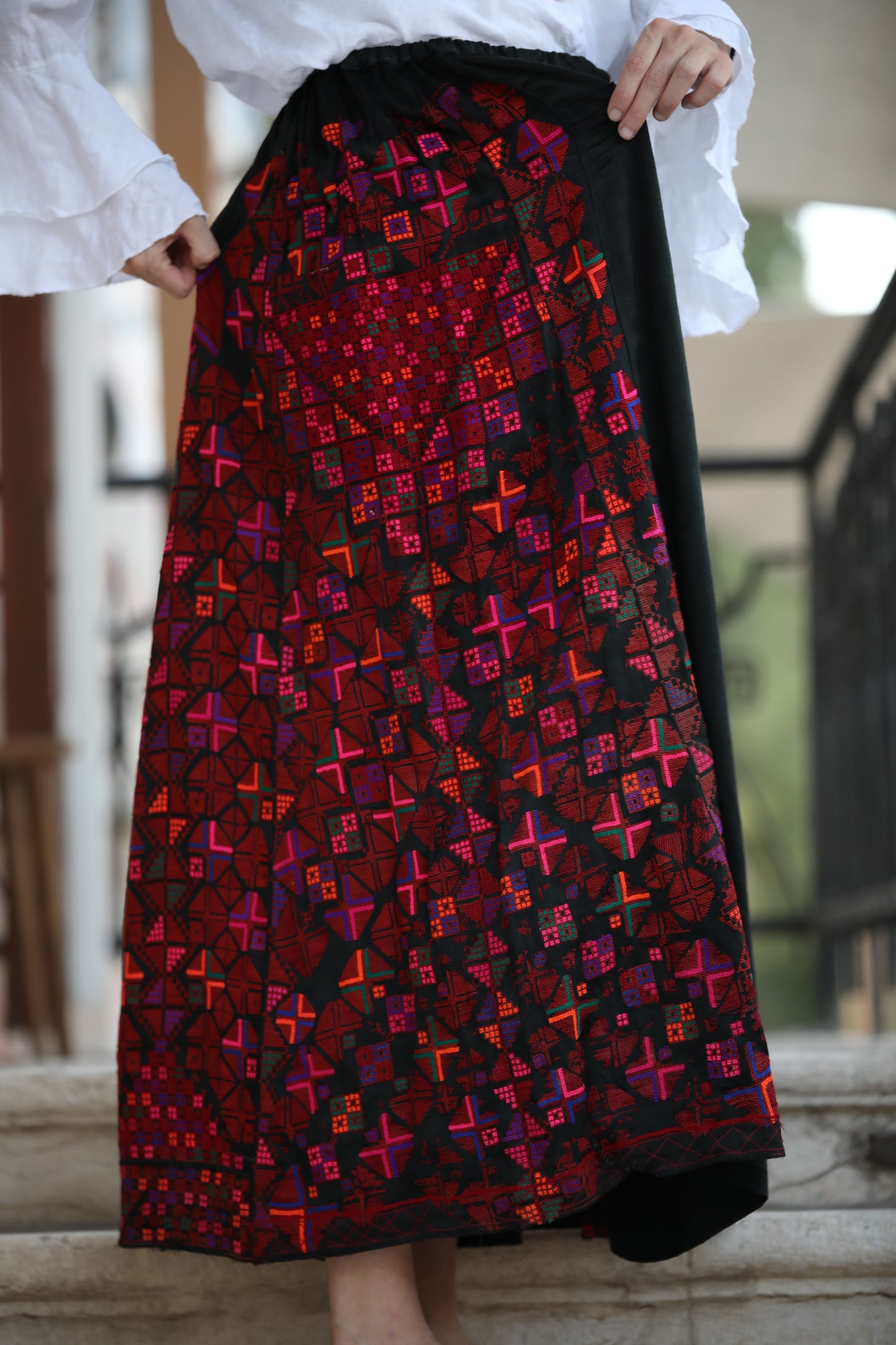 Hand-Embroidered Syrian Skirt
