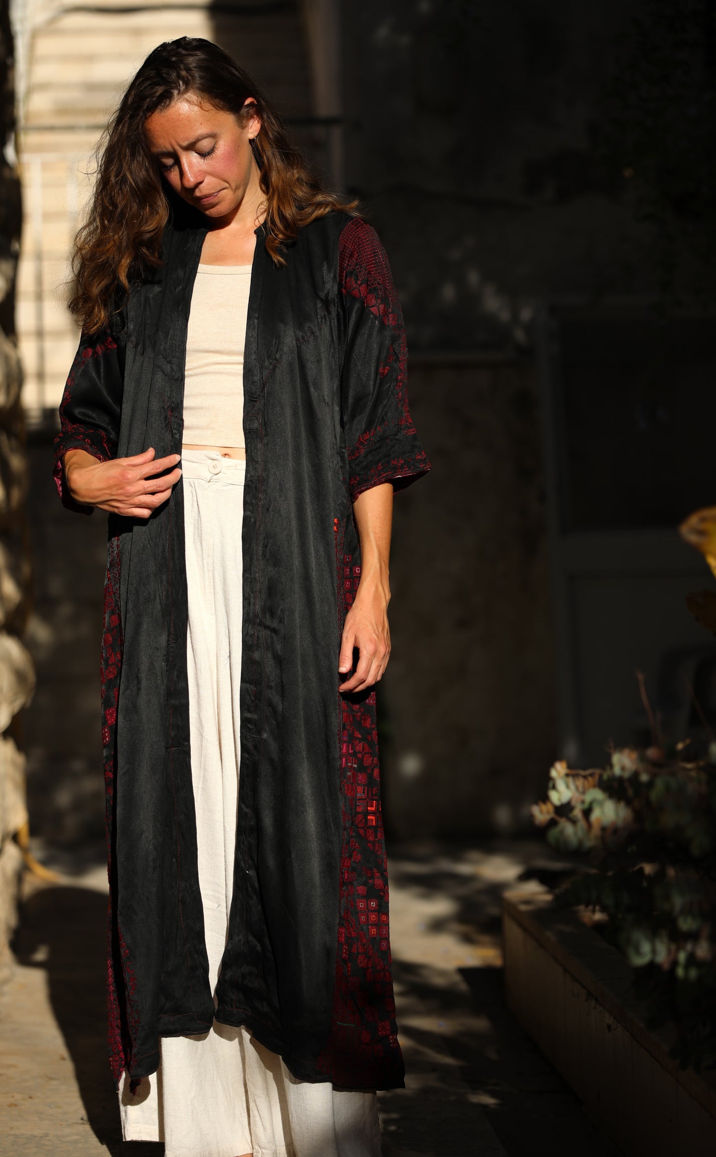 Hand-Embroidered Vintage Robe from Syria