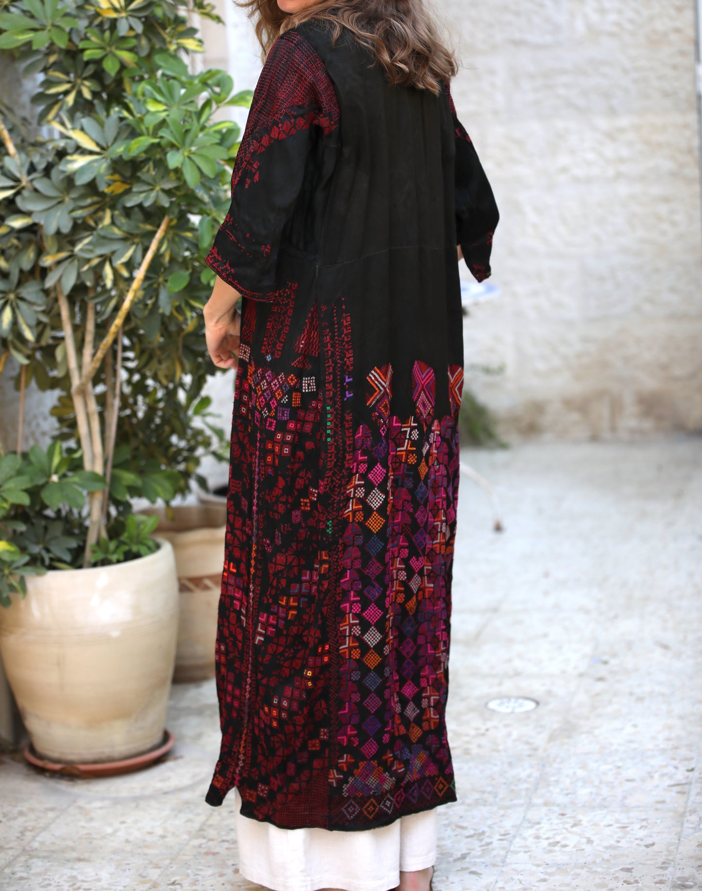 Hand-Embroidered Vintage Robe from Syria