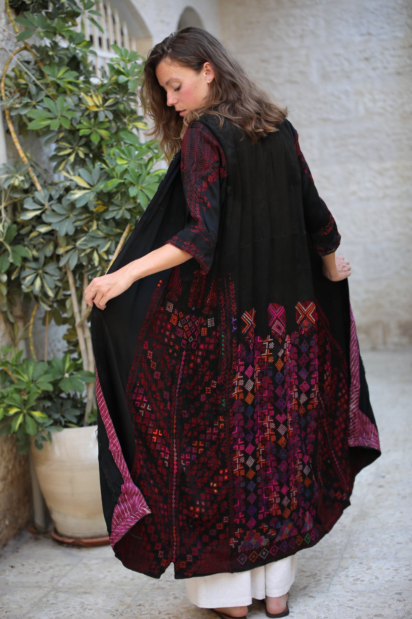 Hand-Embroidered Vintage Robe from Syria
