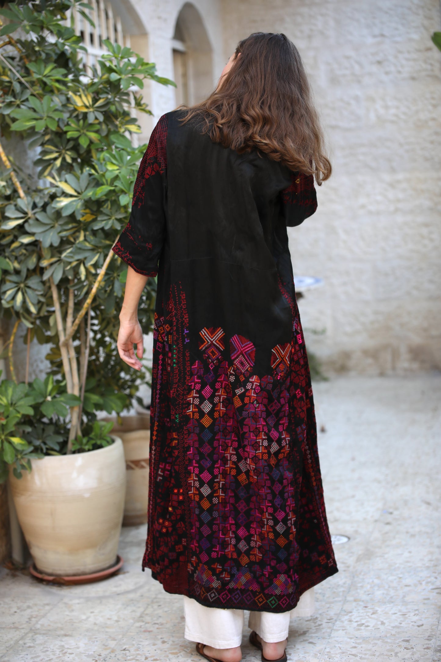 Hand-Embroidered Vintage Robe from Syria