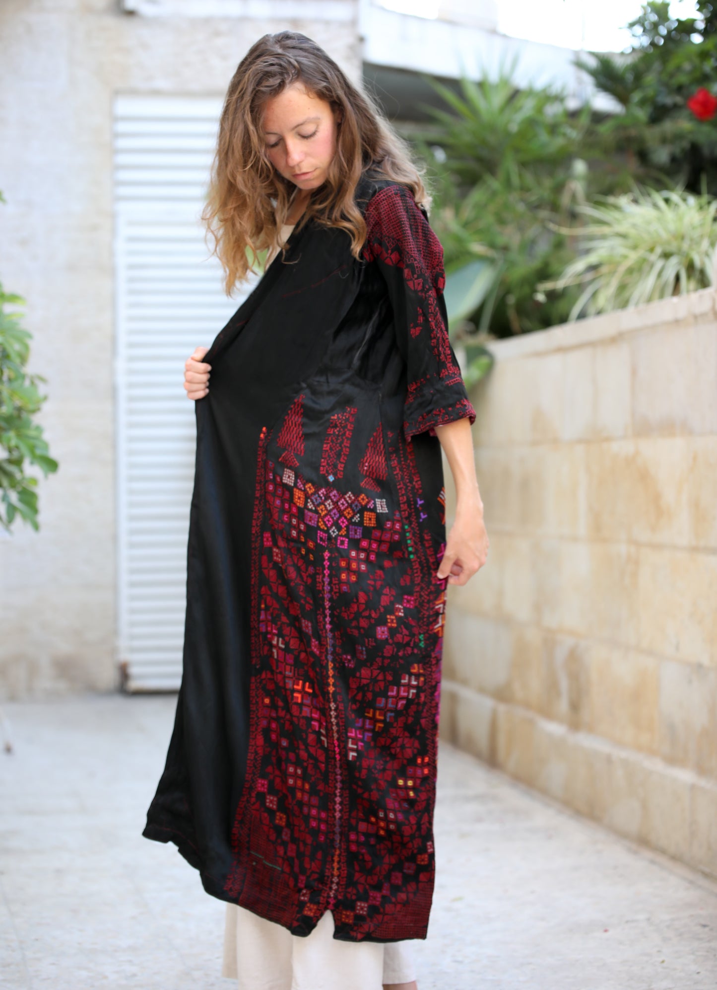 Hand-Embroidered Vintage Robe from Syria