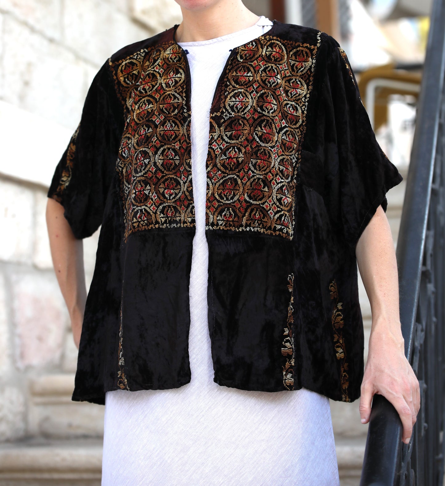 Velvet Blazer with Palestinian Tatreez