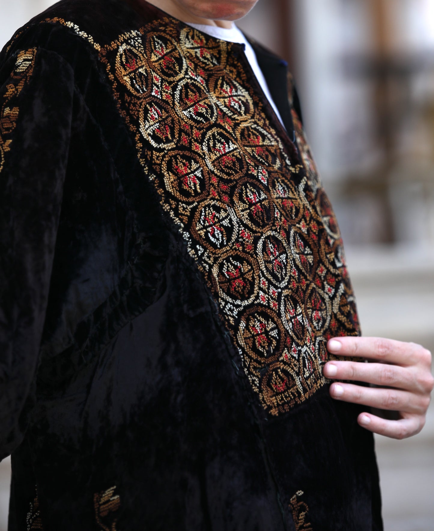 Velvet Blazer with Palestinian Tatreez