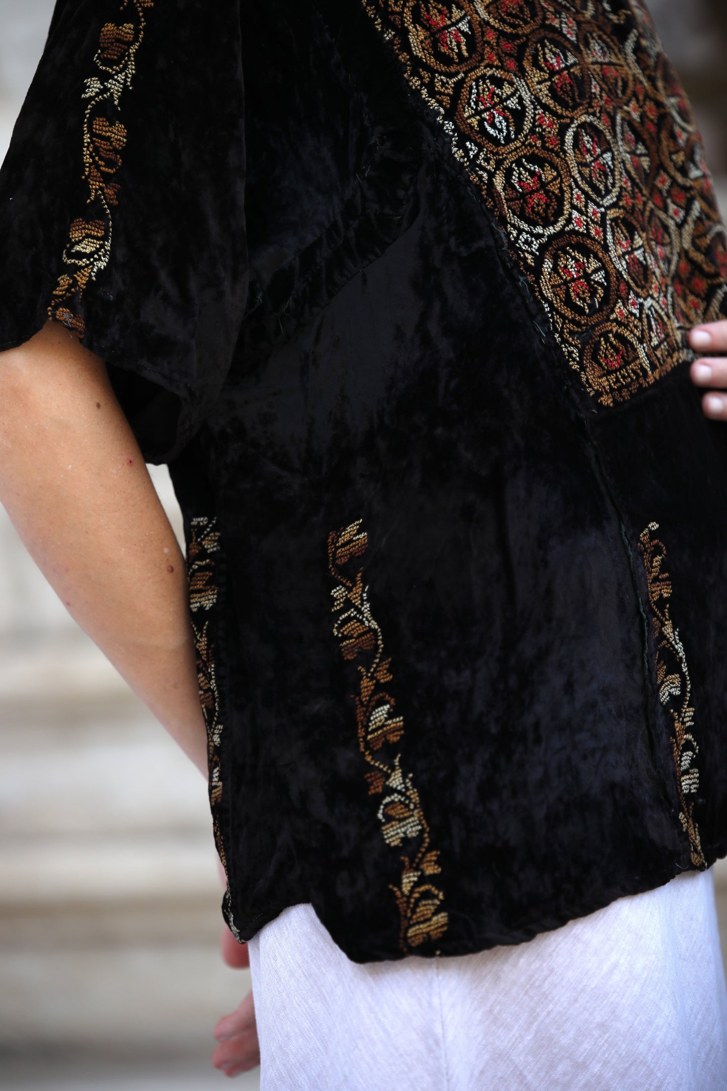 Velvet Blazer with Palestinian Tatreez