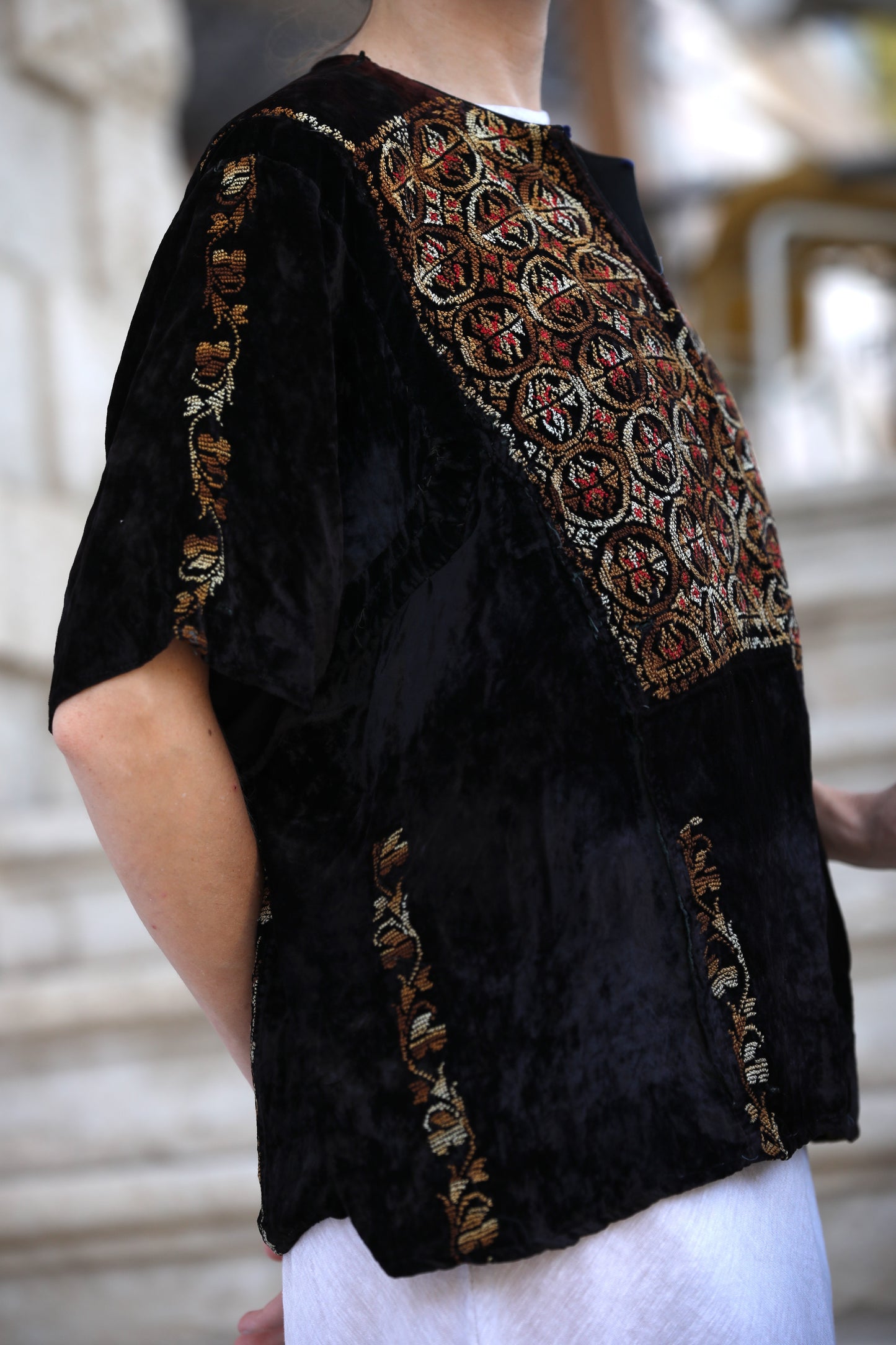 Velvet Blazer with Palestinian Tatreez